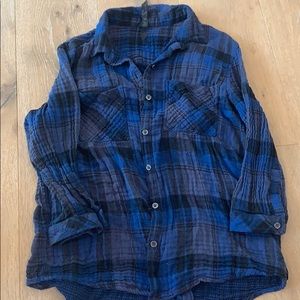 black and blue plaid shirt